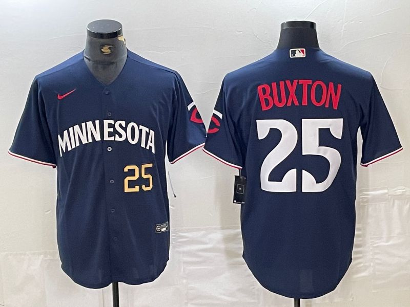 Men Minnesota Twins #25 Buxton Blue 2024 Nike Game MLB Jersey style 2